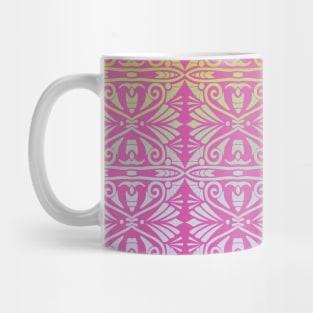 Vintage Art Deco Damask Lace Motif Pattern Gold Pink Mug